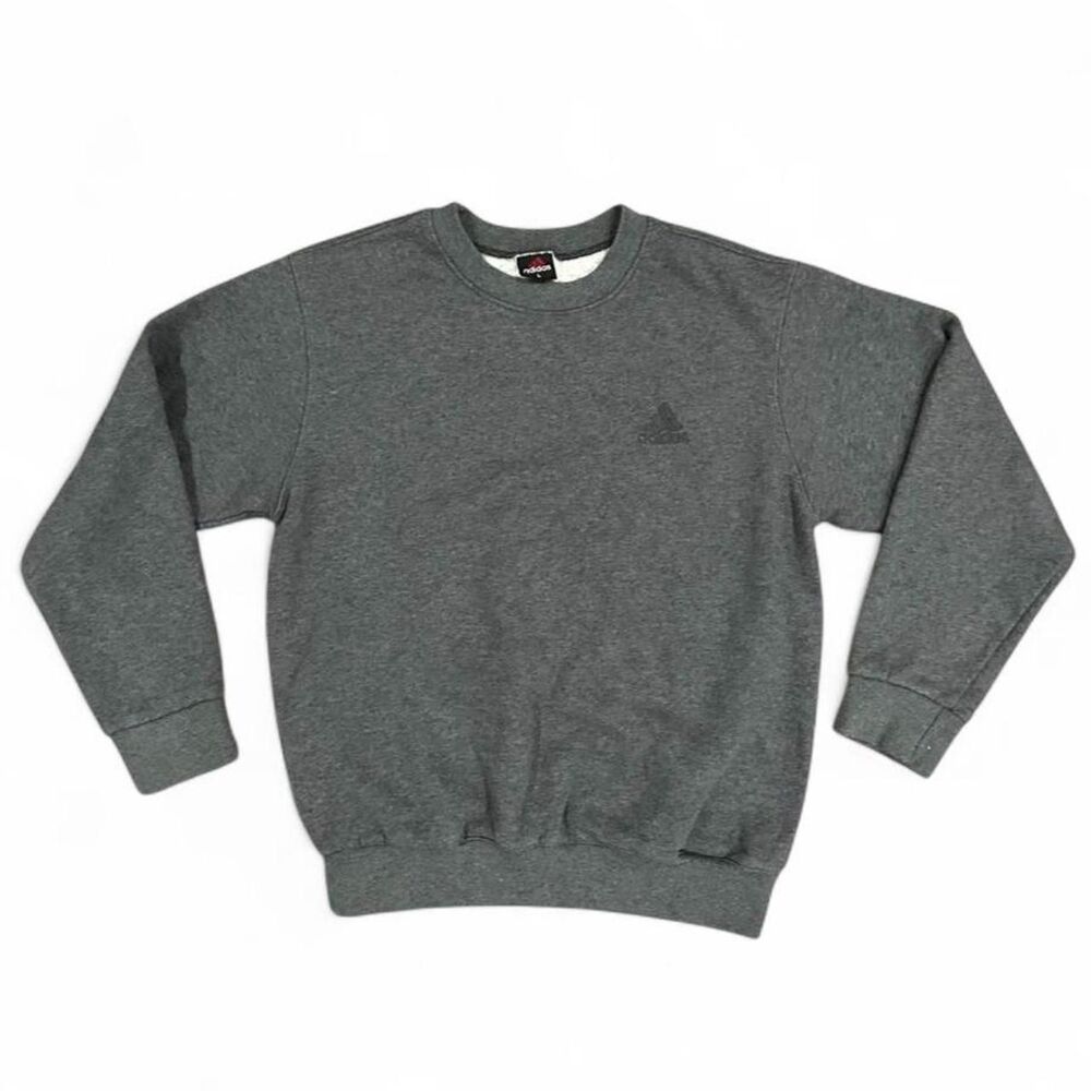 Vintage 90s Adidas Grey Crewneck Size Large Embroidered Logo USA Made Sweatshirt